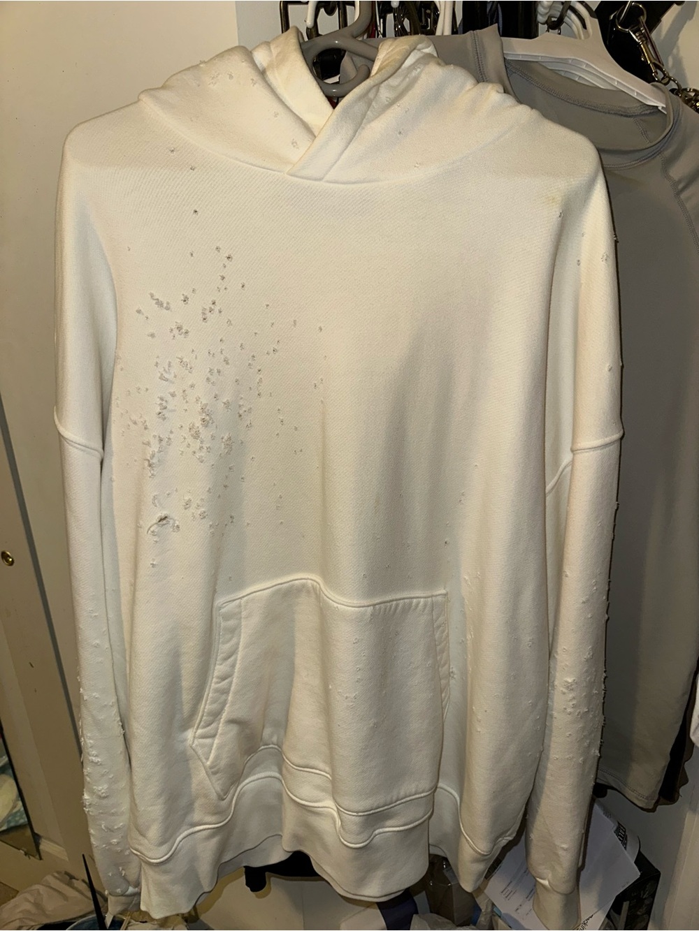 AMIRI Cream Hooded Pullover Sweatshirt